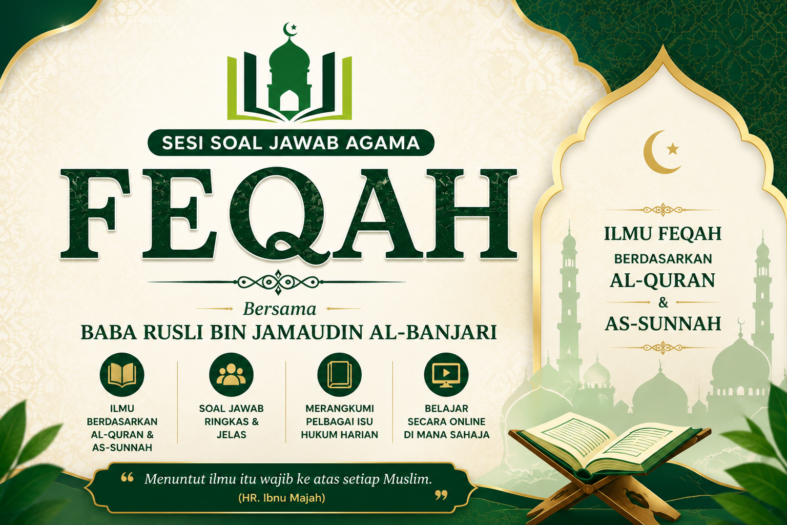 Sesi Soal Jawab Agama: FEQAH Bersama Baba Rusli Bin Jamaudin Al-Banjari